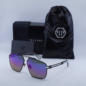 Philipp Plein SPP049M 0541 Aviator Sunglasses – Semi Matte Black
